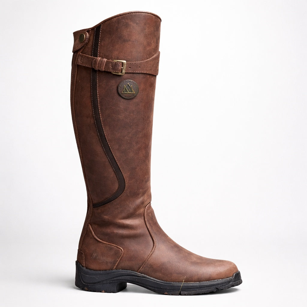 Aurélie | Bottes Hautes Cuir Femme Boucle Mollet Semelle Crantée