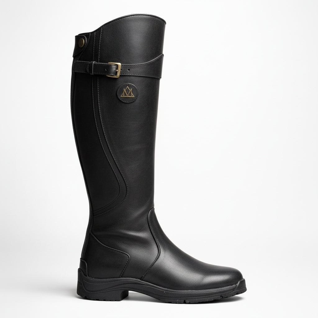 Aurélie | Bottes Hautes Cuir Femme Boucle Mollet Semelle Crantée