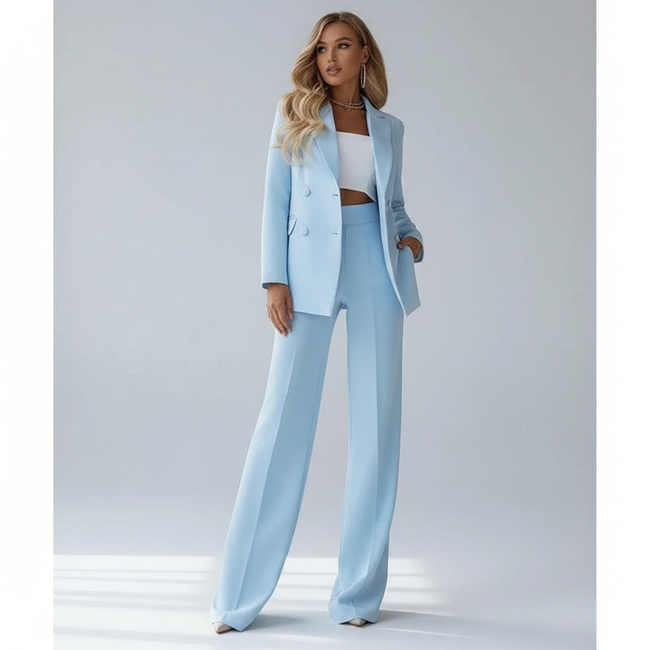 Aurélie | Costume Femme Blazer Double Boutonnage Pantalon Palazzo