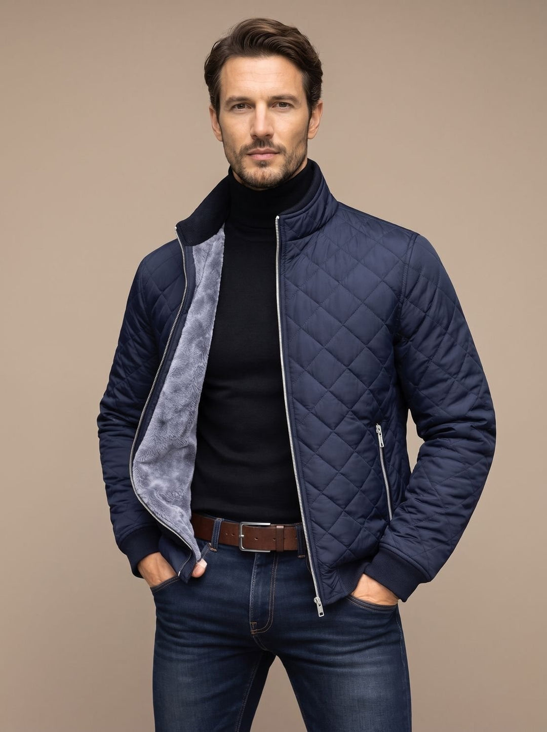 Baptiste | Blouson Hiver Homme Matelassé Doublure Polaire Col Montant