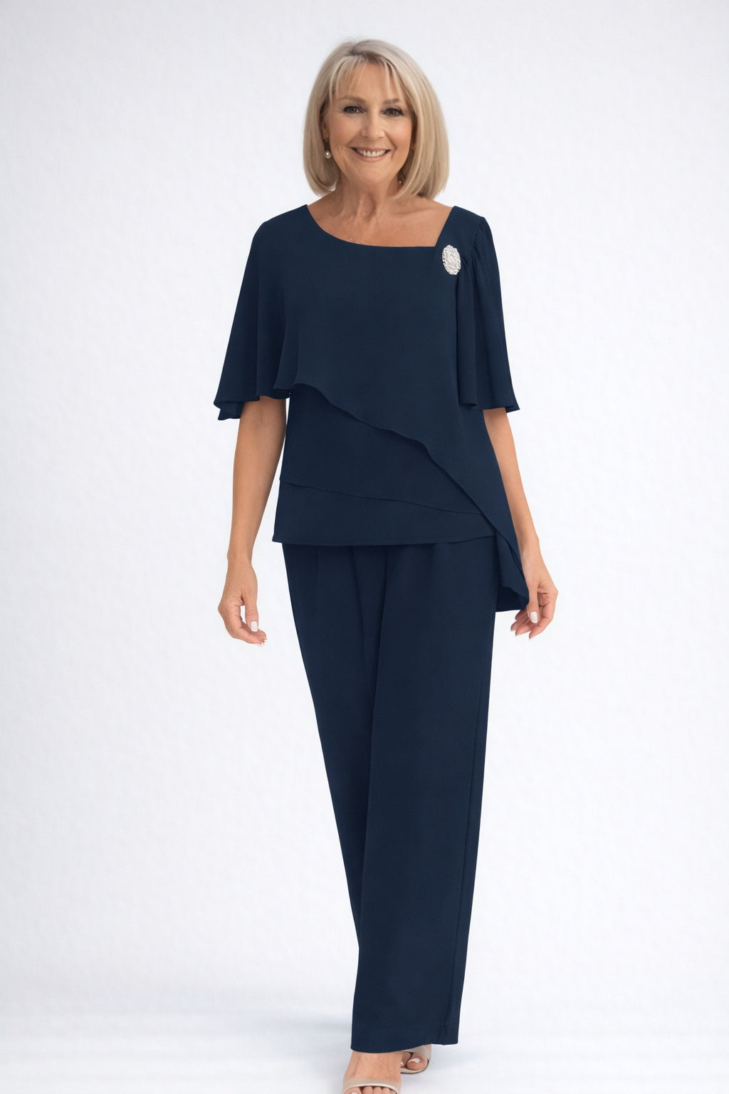 Béatrice | Ensemble Deux Pièces Pantalon Droit Femme Chiffon Cérémonie