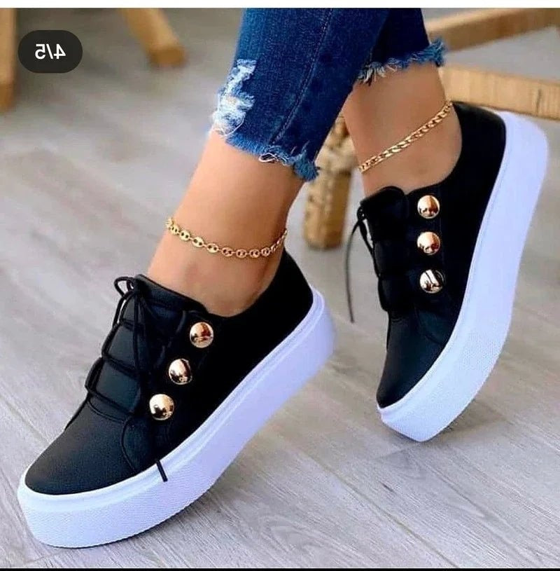 Camille | Basket Cuir Femme Tendance Plateforme Studs