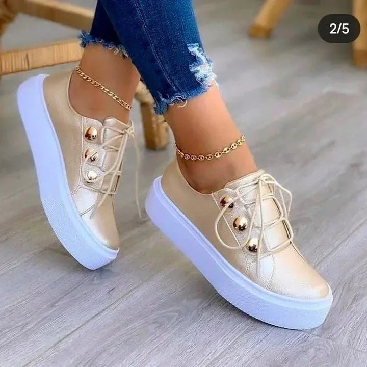 Camille | Basket Cuir Femme Tendance Plateforme Studs