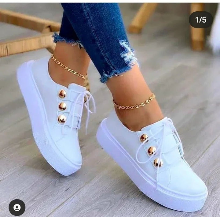 Camille | Basket Cuir Femme Tendance Plateforme Studs