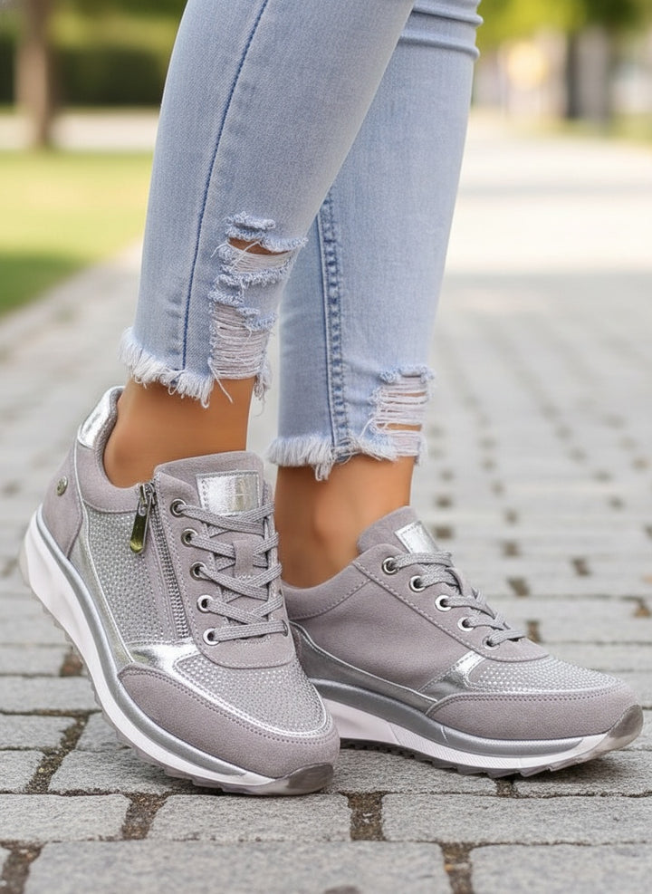 Camille | Basket Tendance Femme Lacets Fermeture Éclair