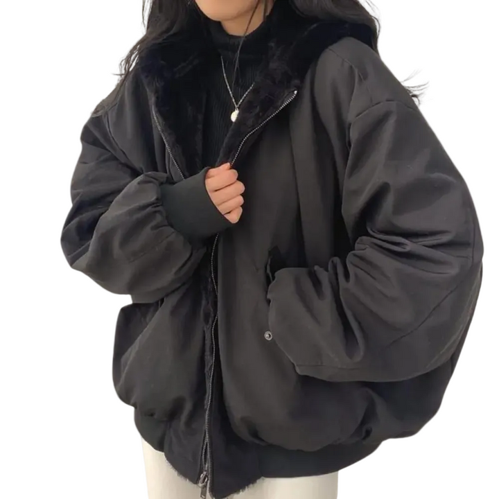 Camille | Blouson Hiver Femme Teddy Fourrure Oversize Zippé