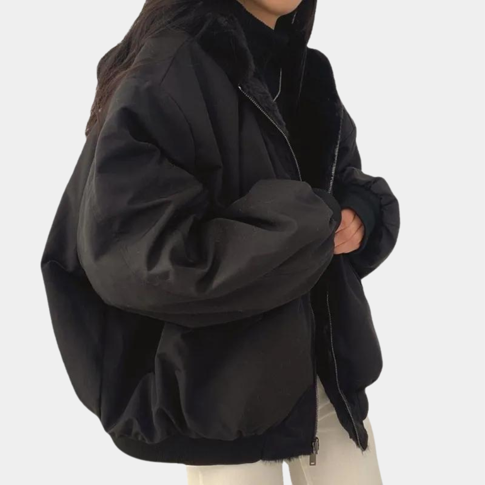 Camille | Blouson Hiver Femme Teddy Fourrure Oversize Zippé