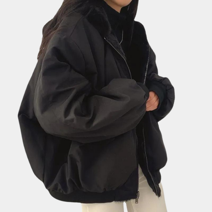 Camille | Blouson Hiver Femme Teddy Fourrure Oversize Zippé