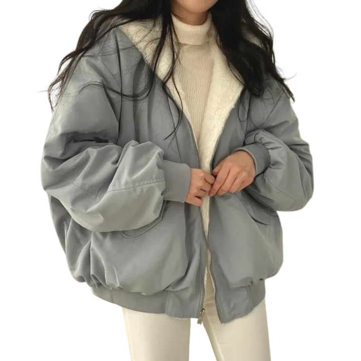 Camille | Blouson Hiver Femme Teddy Fourrure Oversize Zippé
