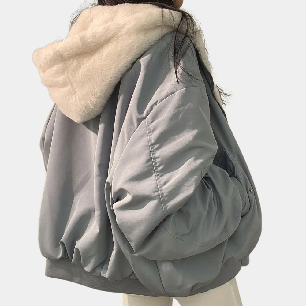 Camille | Blouson Hiver Femme Teddy Fourrure Oversize Zippé