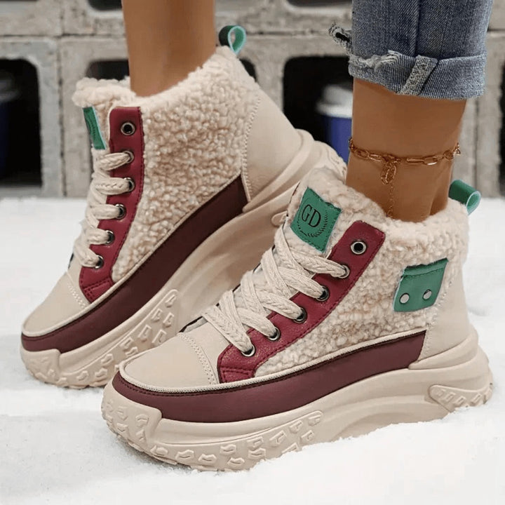 Camille | Bottines Compensées Femme Fourrées Lacets