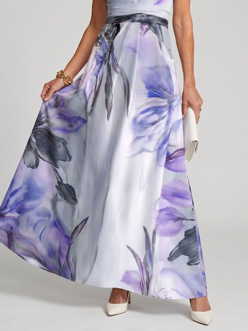 Camille | Robe de Soirée Mariage Longue Femme Col Halter Imprimé Floral
