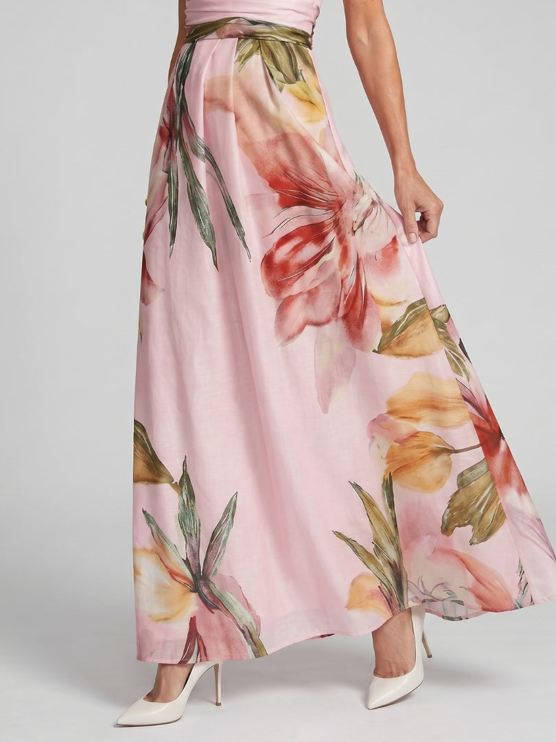 Camille | Robe de Soirée Mariage Longue Femme Col Halter Imprimé Floral