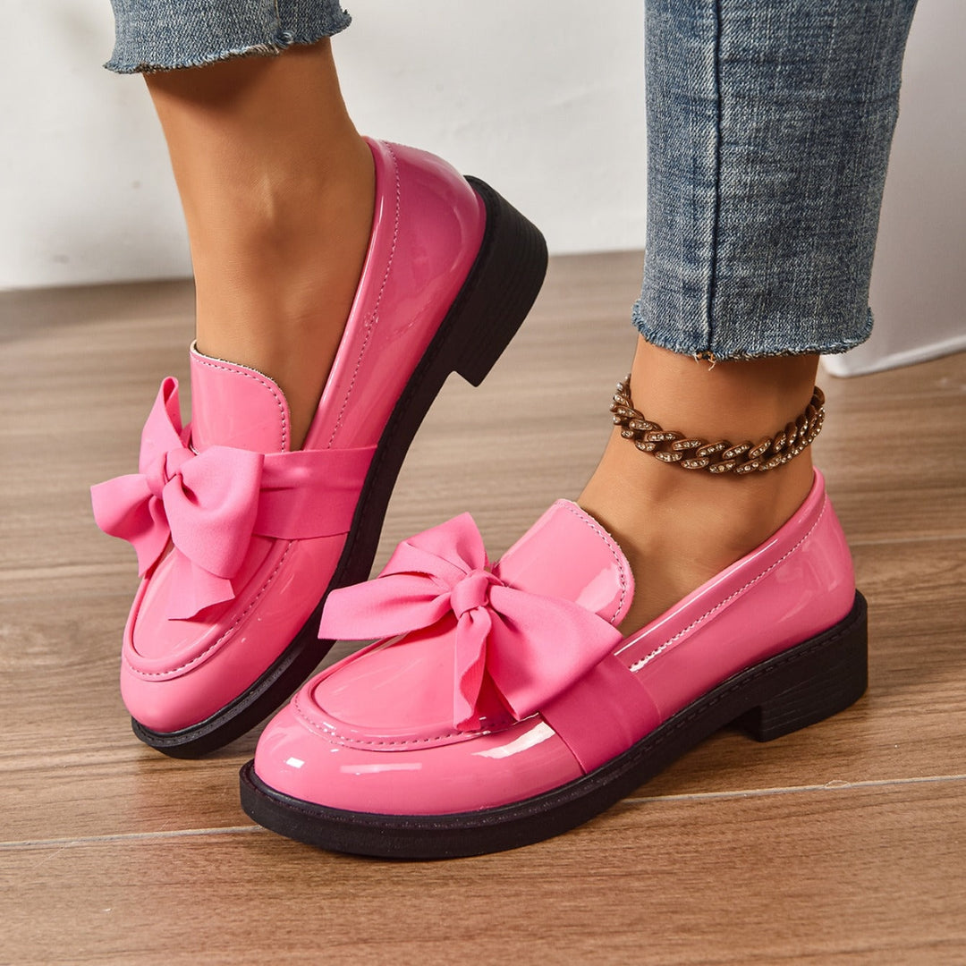 Capucine | Mocassin Cuir Verni Femme Nœud Plateforme