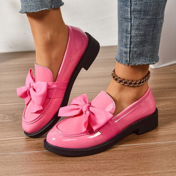 Capucine | Mocassin Cuir Verni Femme Nœud Plateforme