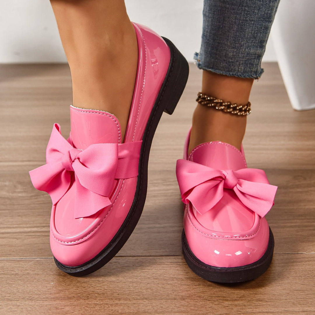 Capucine | Mocassin Cuir Verni Femme Nœud Plateforme