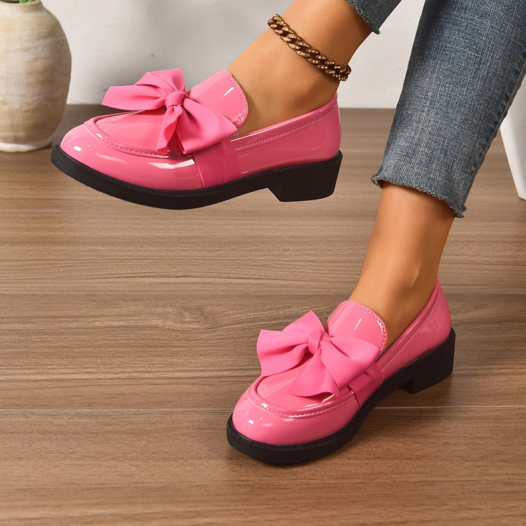 Capucine | Mocassin Cuir Verni Femme Nœud Plateforme