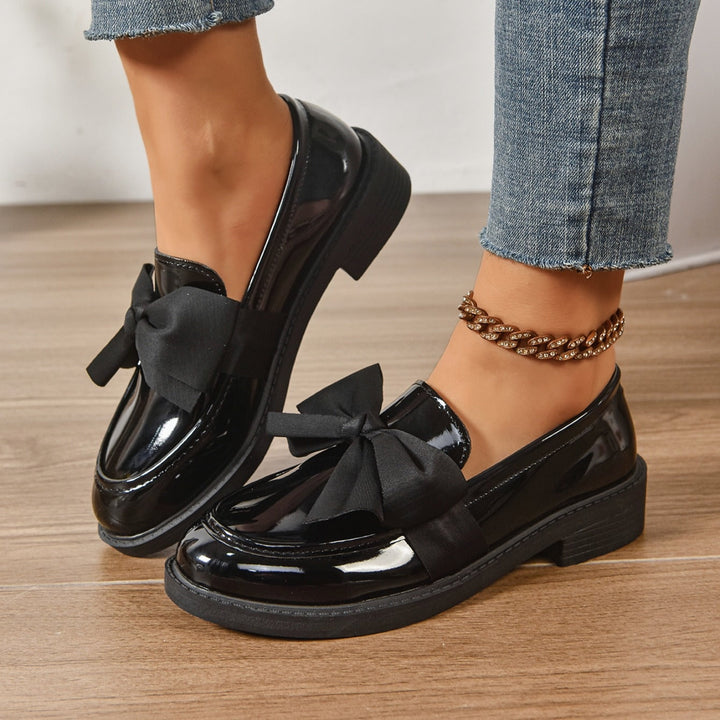 Capucine | Mocassin Cuir Verni Femme Nœud Plateforme