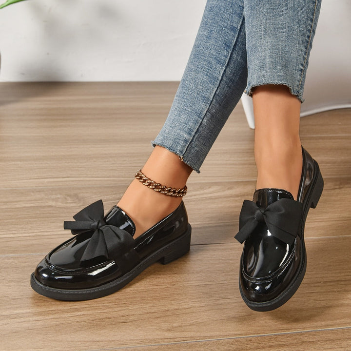 Capucine | Mocassin Cuir Verni Femme Nœud Plateforme
