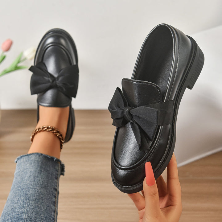 Capucine | Mocassin Cuir Verni Femme Nœud Plateforme