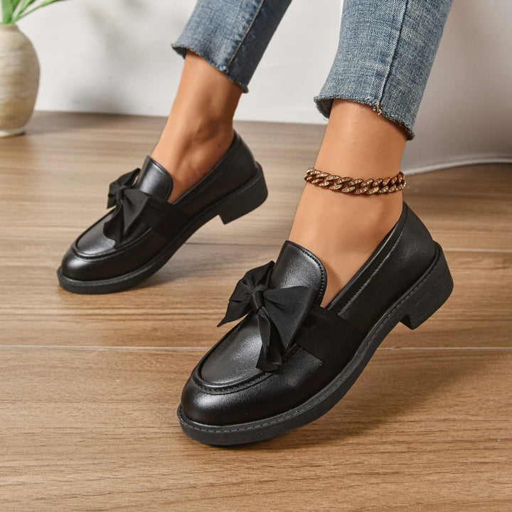 Capucine | Mocassin Cuir Verni Femme Nœud Plateforme