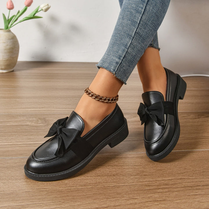 Capucine | Mocassin Cuir Verni Femme Nœud Plateforme
