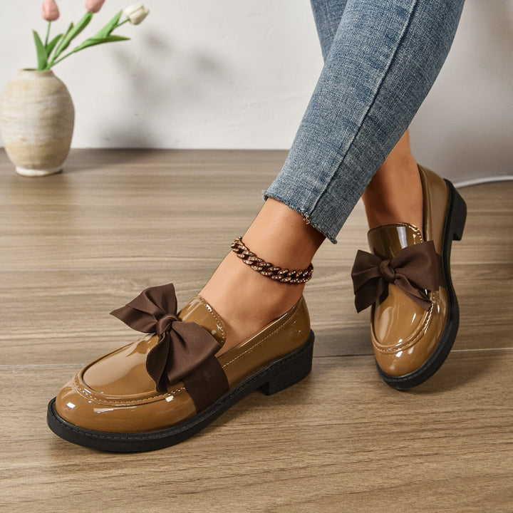 Capucine | Mocassin Cuir Verni Femme Nœud Plateforme