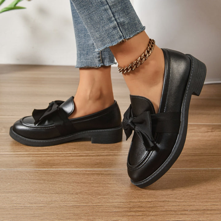 Capucine | Mocassin Cuir Verni Femme Nœud Plateforme