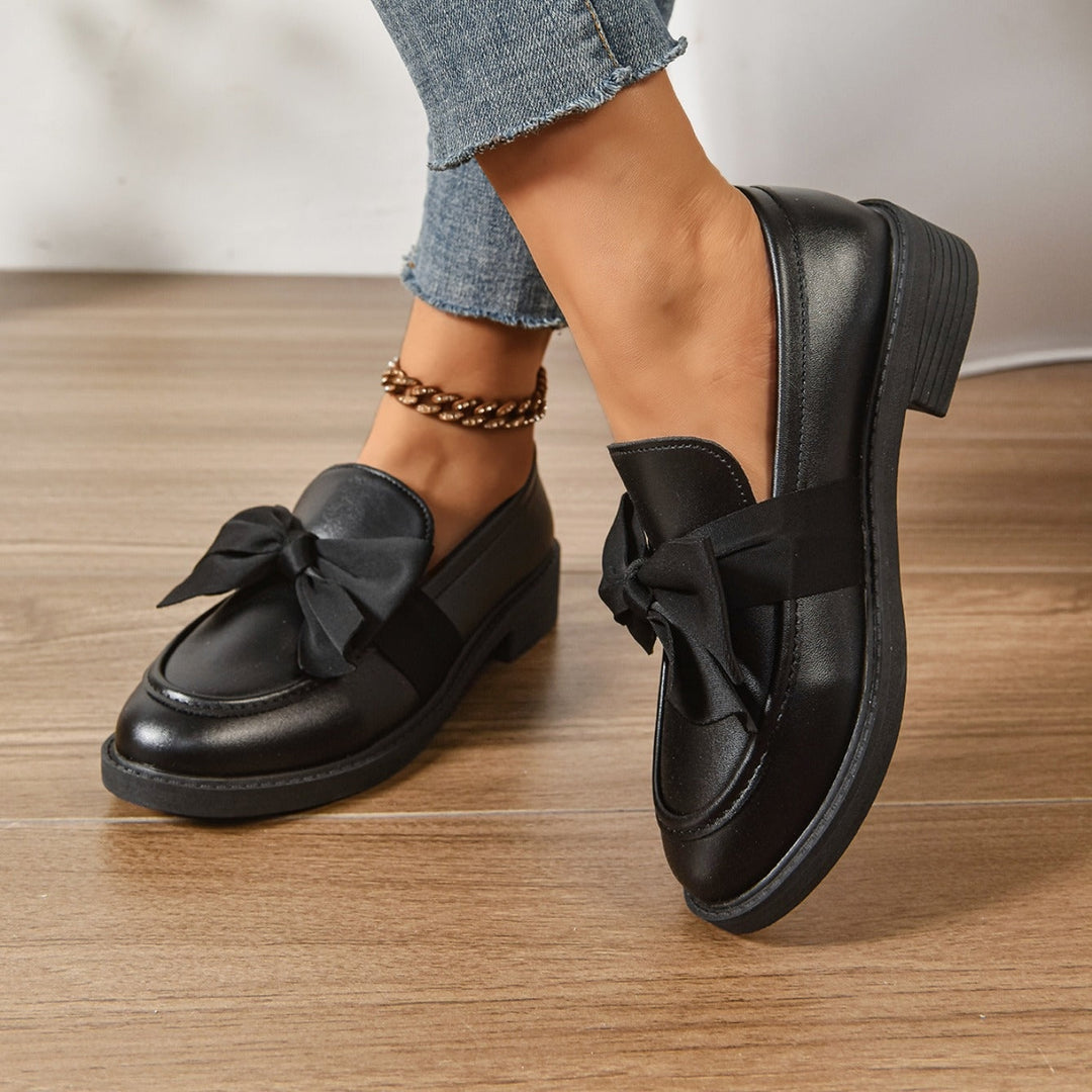 Capucine | Mocassin Cuir Verni Femme Nœud Plateforme