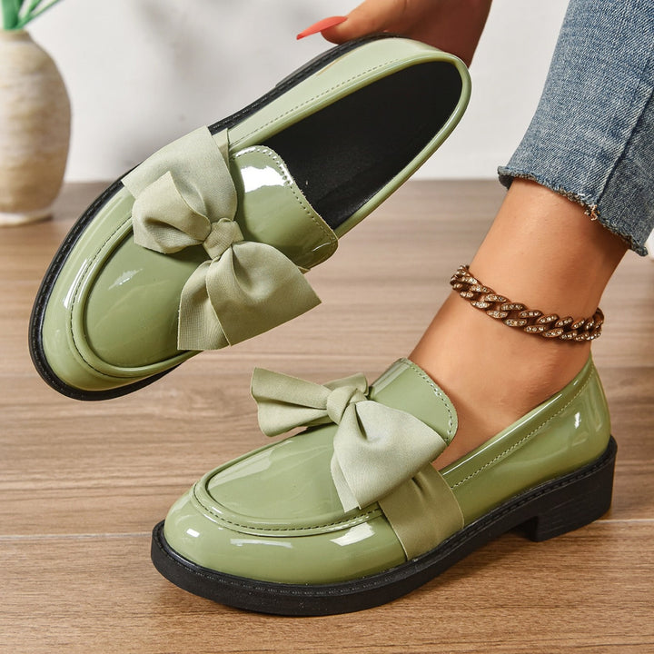 Capucine | Mocassin Cuir Verni Femme Nœud Plateforme