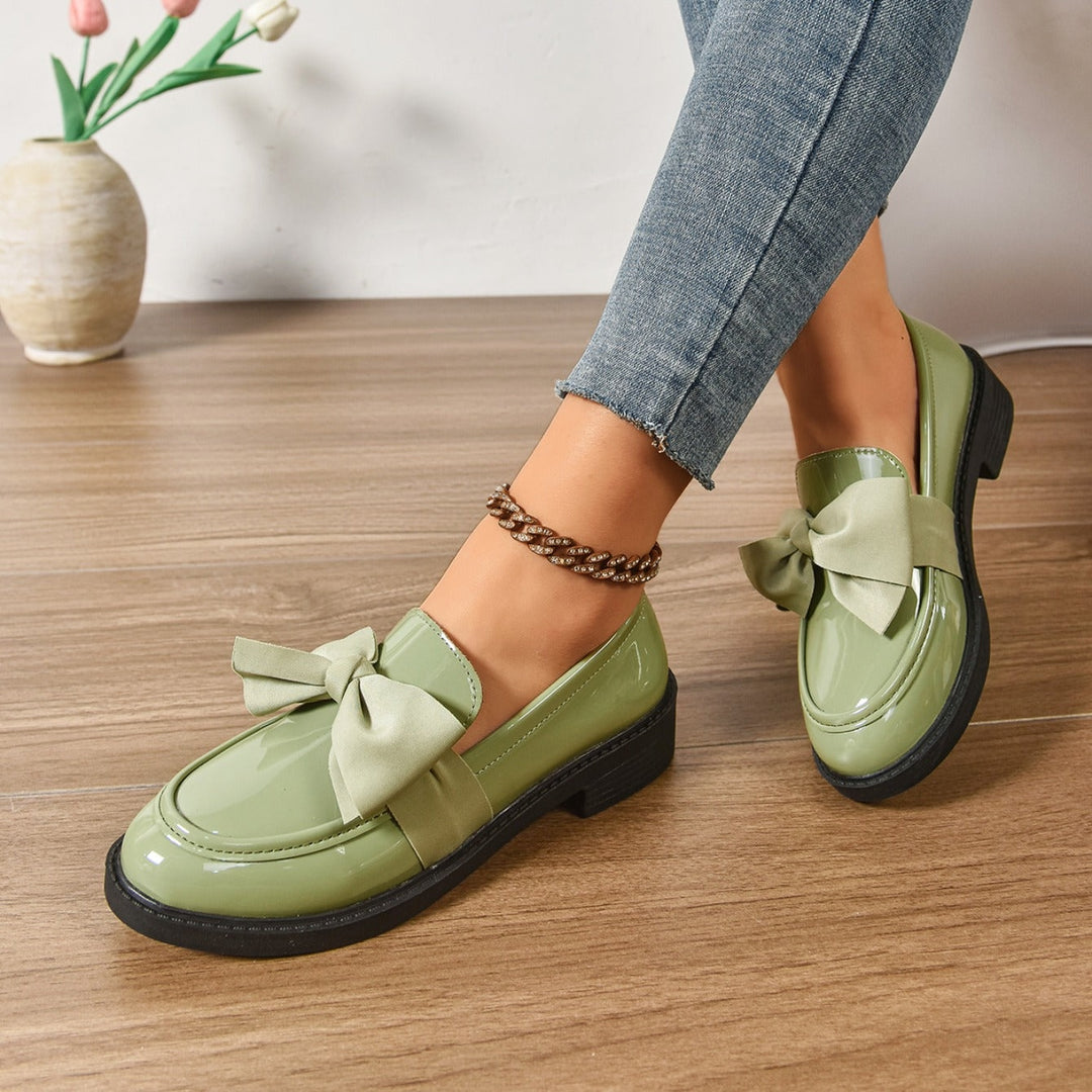 Capucine | Mocassin Cuir Verni Femme Nœud Plateforme