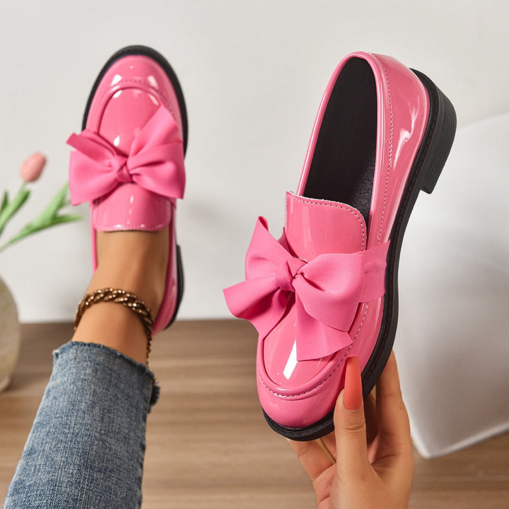 Capucine | Mocassin Cuir Verni Femme Nœud Plateforme