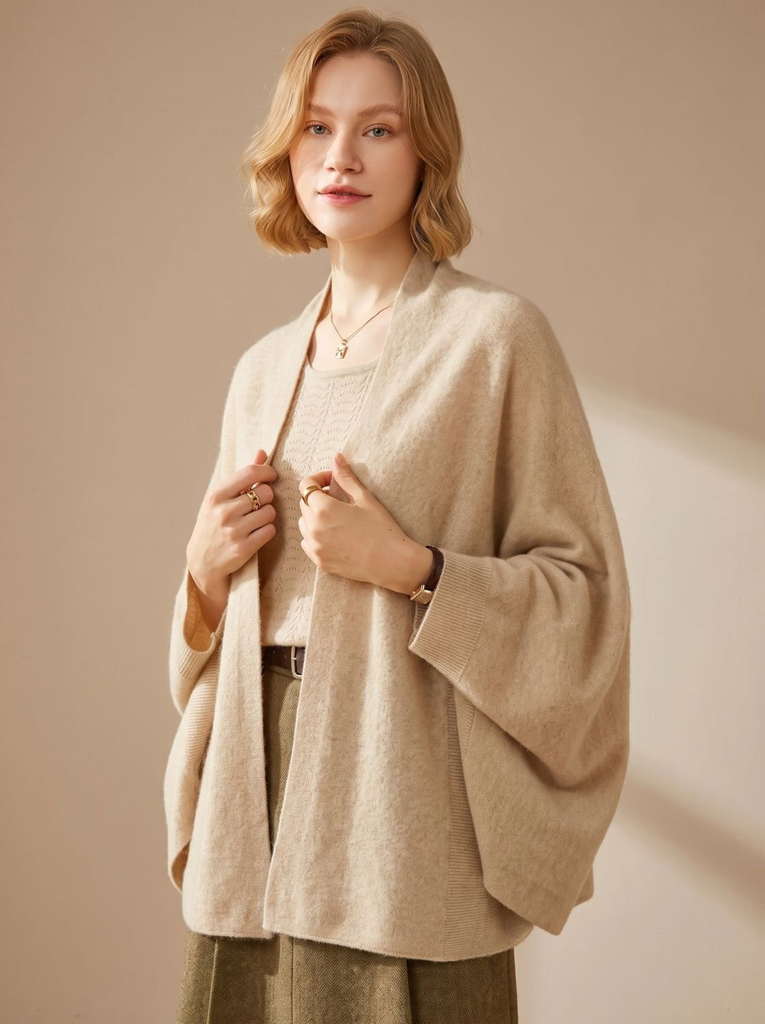 Capucine | Poncho Écharpe en Maille Cachemire Femme Oversize
