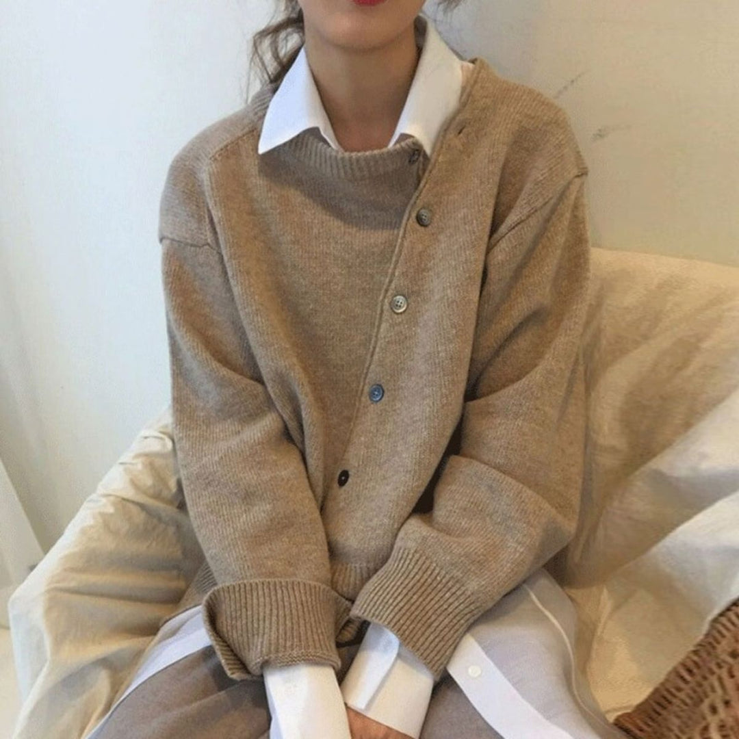 Capucine | Pull Cachemire Femme Col Rond Boutons Oversize