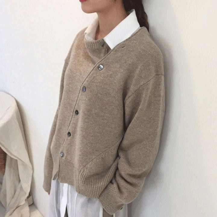 Capucine | Pull Cachemire Femme Col Rond Boutons Oversize