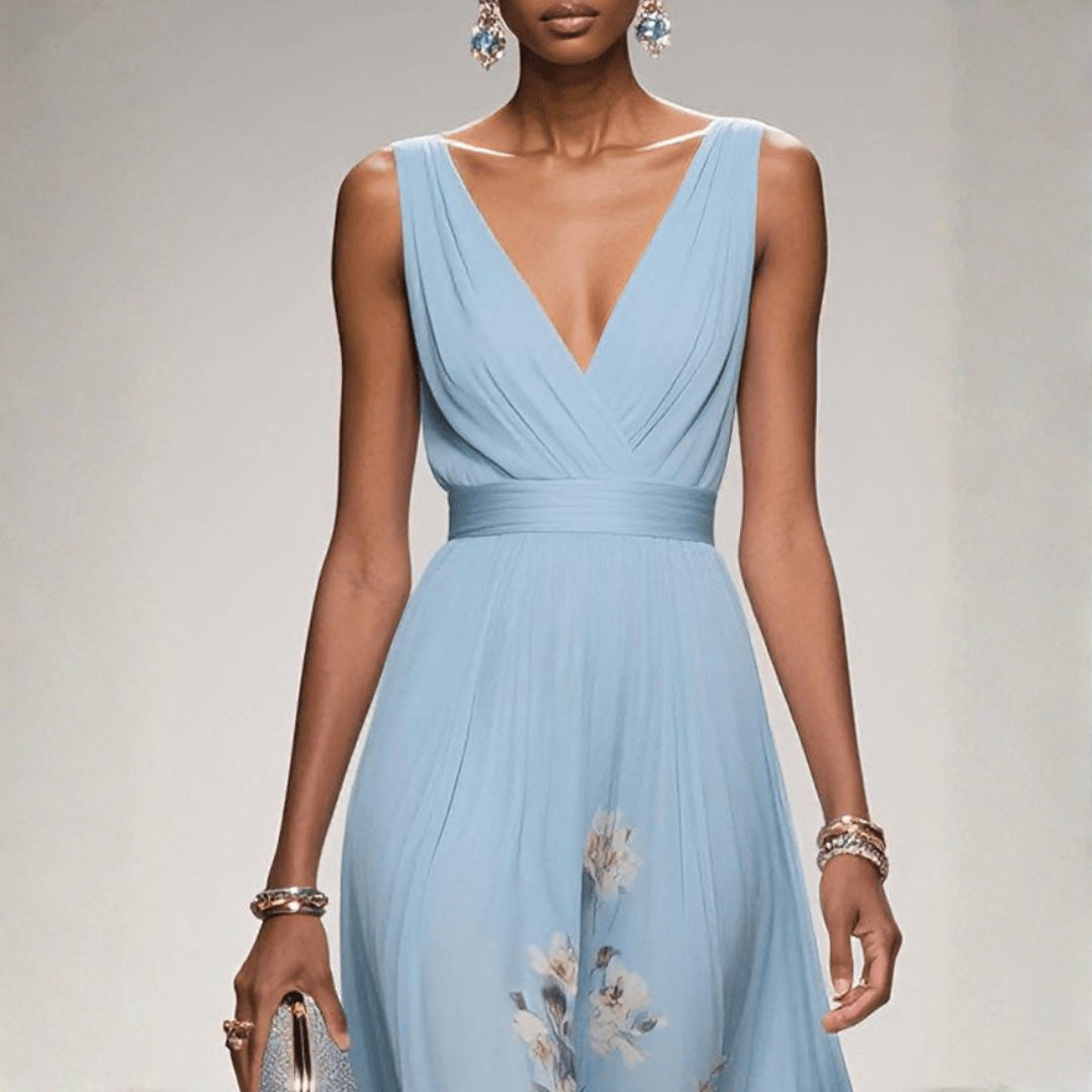 Capucine | Robe Longue Hiver Femme Florale Décolleté V