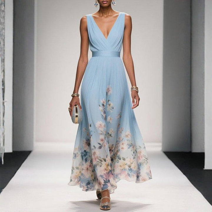 Capucine | Robe Longue Hiver Femme Florale Décolleté V