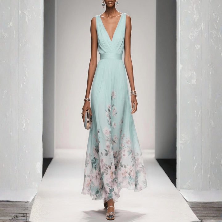 Capucine | Robe Longue Hiver Femme Florale Décolleté V