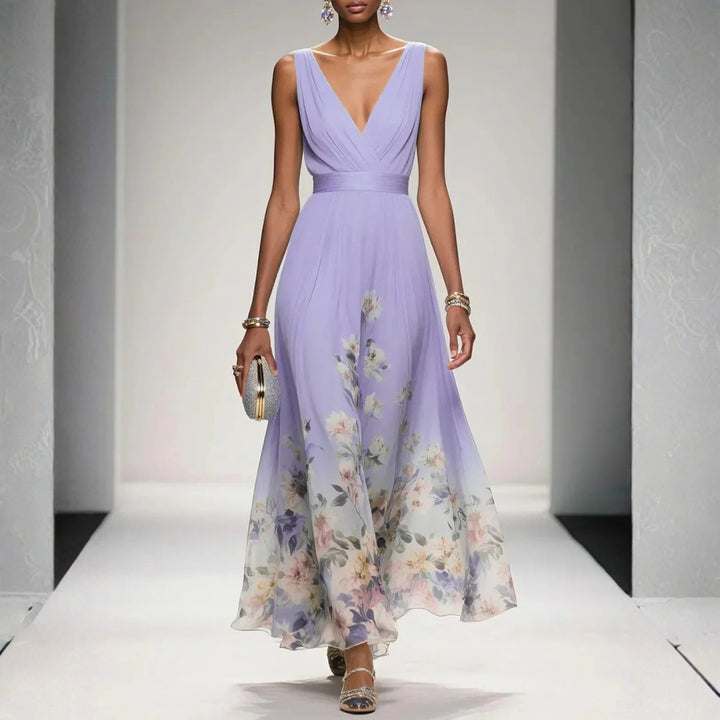 Capucine | Robe Longue Hiver Femme Florale Décolleté V