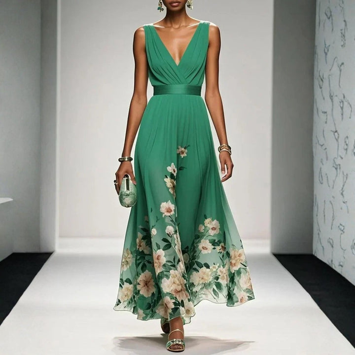 Capucine | Robe Longue Hiver Femme Florale Décolleté V