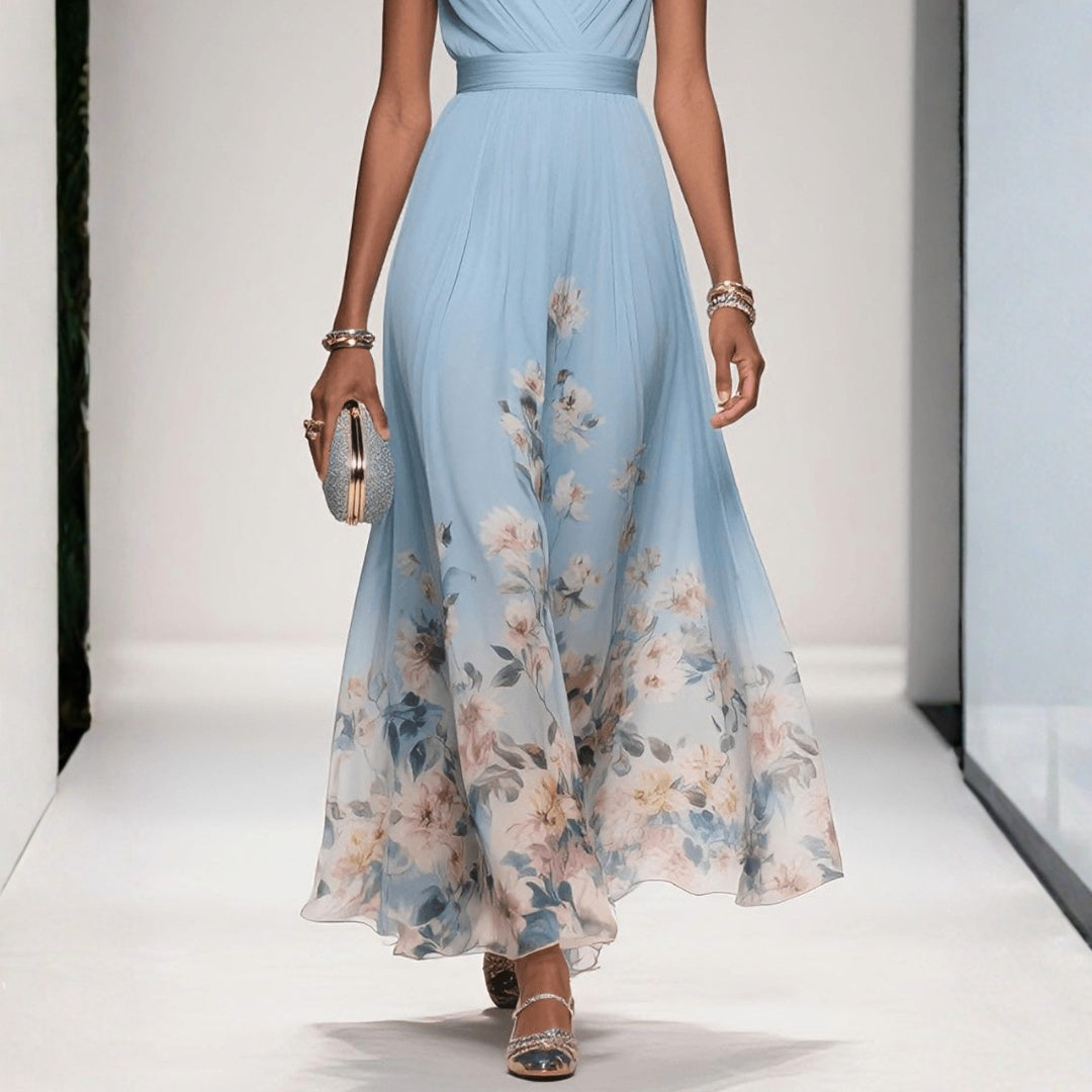 Capucine | Robe Longue Hiver Femme Florale Décolleté V