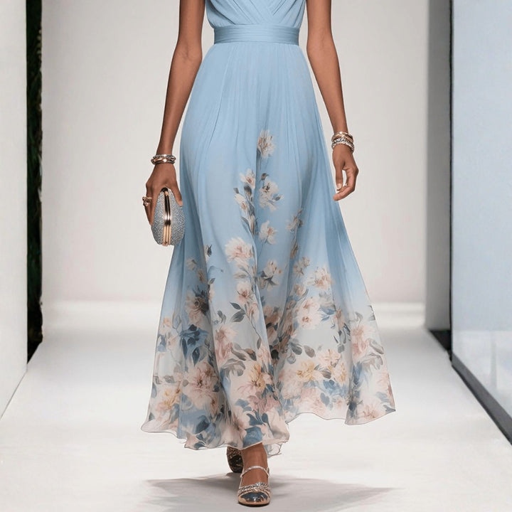 Capucine | Robe Longue Hiver Femme Florale Décolleté V