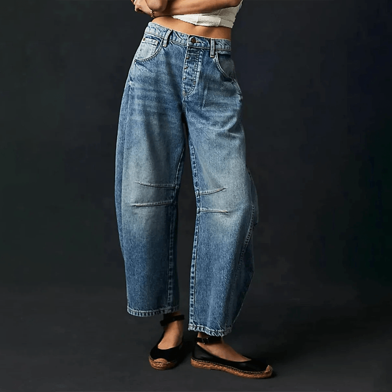 Céline | Jean Baggy Taille Haute Femme Coupe Barrel