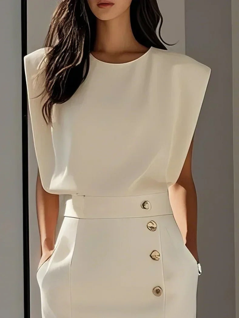 Charlotte | Robe Fourreau Midi Femme Structurée Boutons