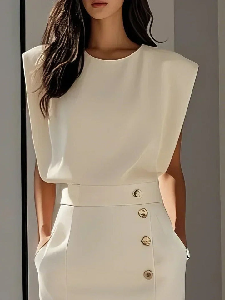 Charlotte | Robe Fourreau Midi Femme Structurée Boutons