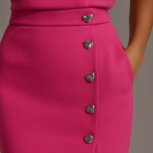 Charlotte | Robe Fourreau Midi Femme Structurée Boutons
