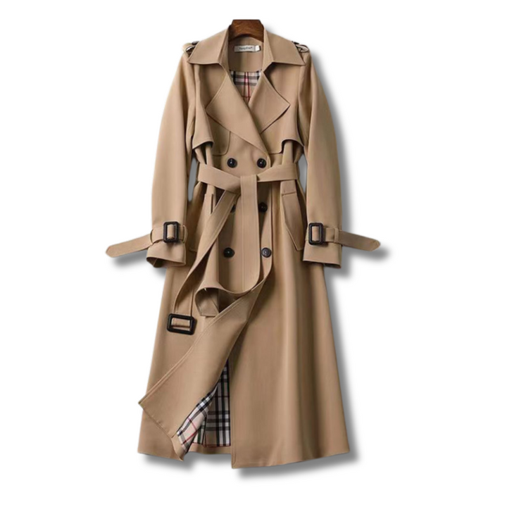 Charlotte | Trench-coat Long Femme Ceinturé Doublure à Carreaux