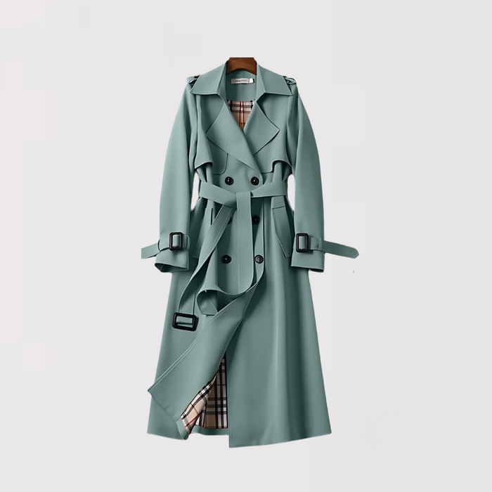 Charlotte | Trench-coat Long Femme Ceinturé Doublure à Carreaux