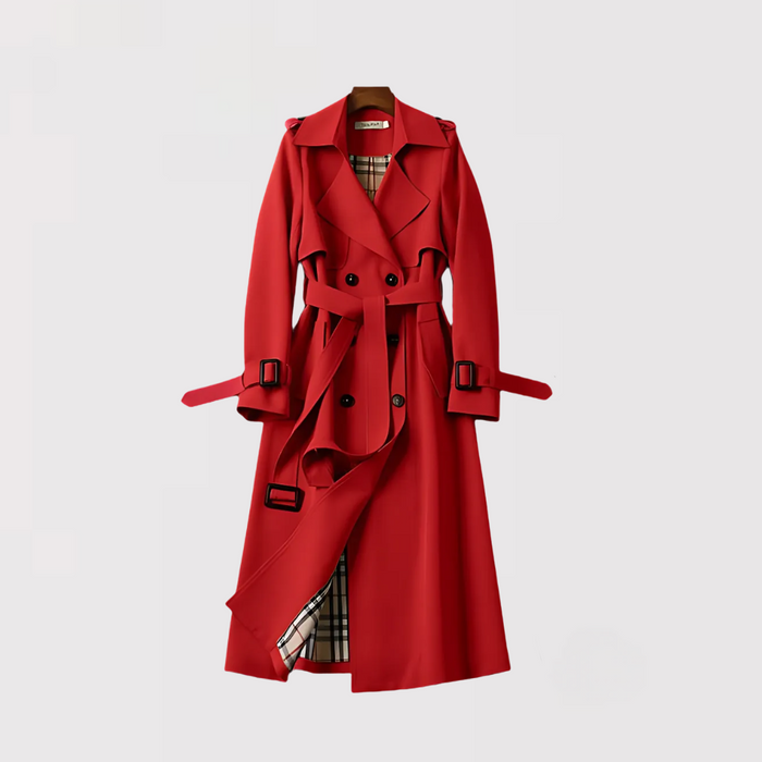 Charlotte | Trench-coat Long Femme Ceinturé Doublure à Carreaux