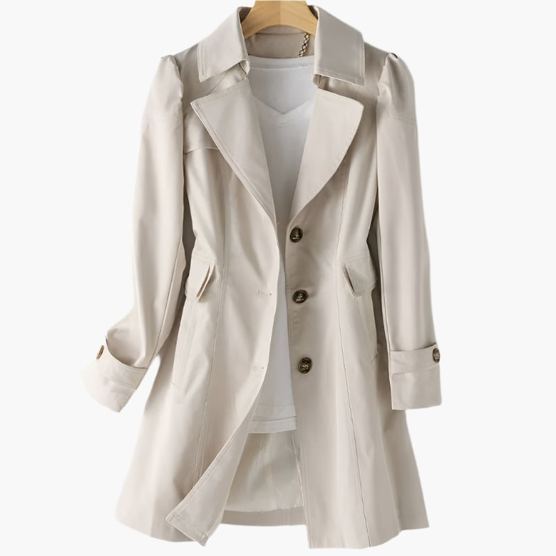 Charlotte | Trench Long Femme Boutons Coupe Cintrée